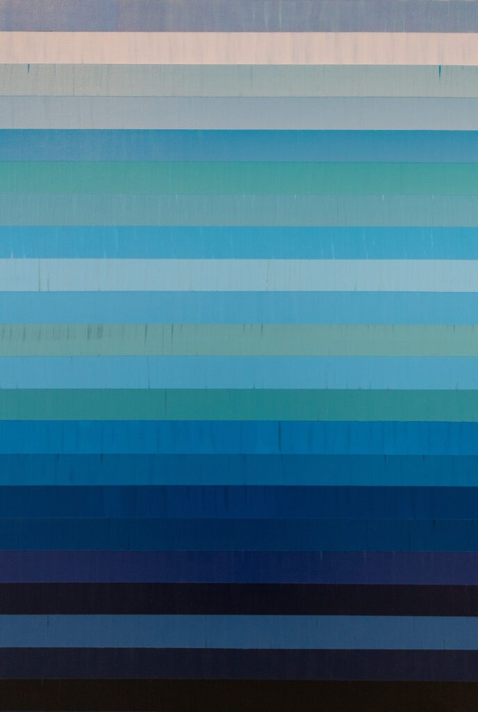 Horizontal lines of various shades of blue.