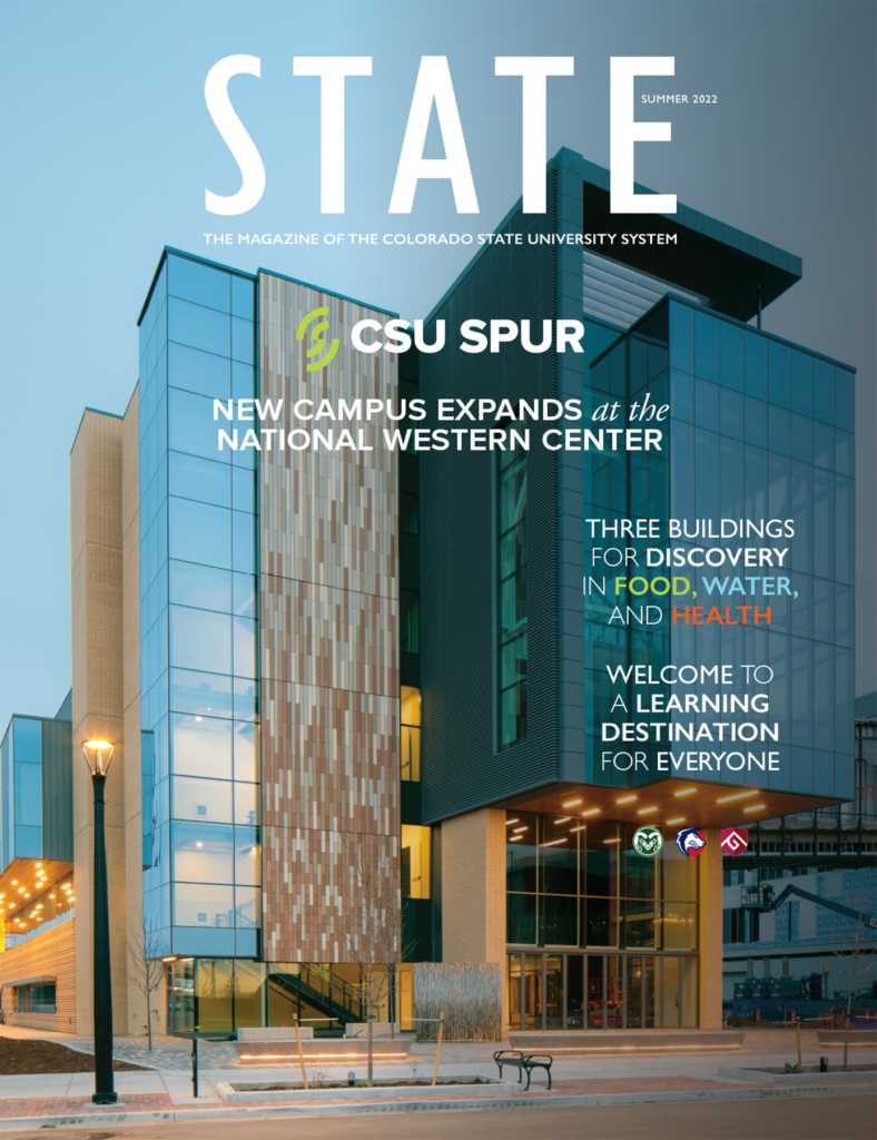 Magazine cover with a picture of a brand new building.