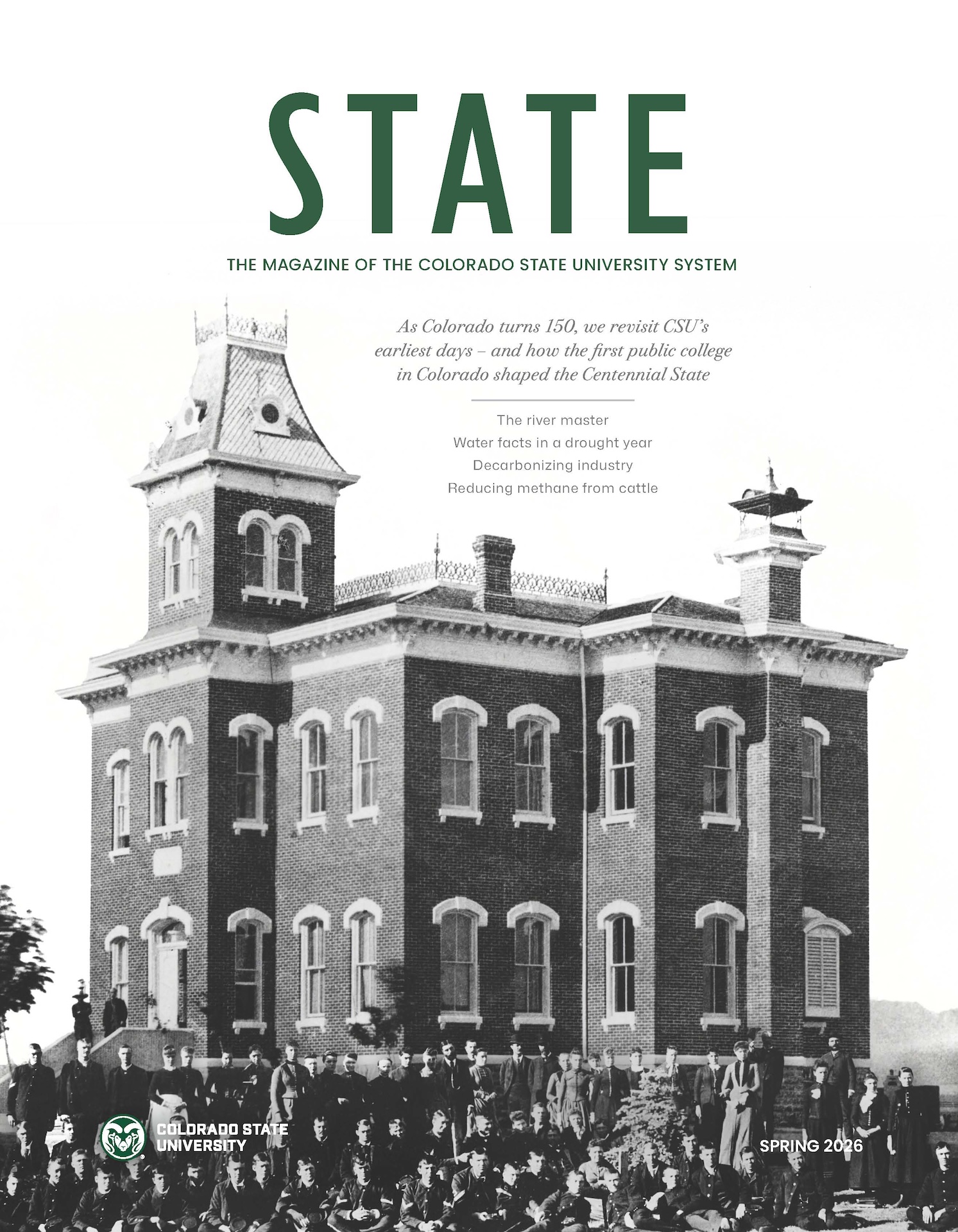 STATE magazine Spring 2026 cover with a historical image of an old building.